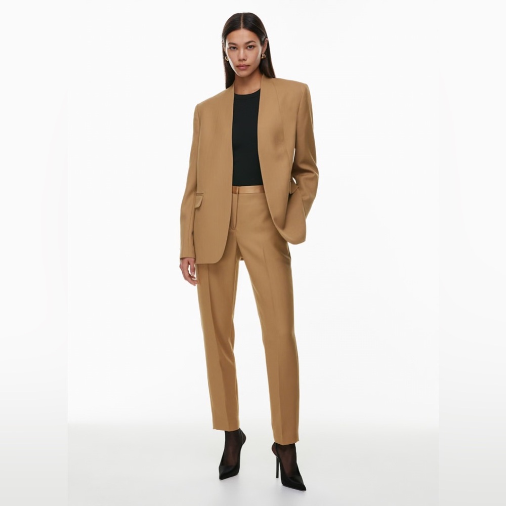 Aritzia || Babaton Identity Blazer Collarless Relaxed Open Front Camel Tan 2XS